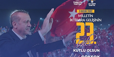 AK Parti Kartal İlçe Başkanı Haydar Göksoy'dan 3 Kasım Mesajı