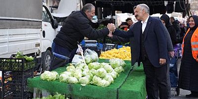CUMHUR İTTİFAKI KARTAL BELEDİYE BAŞKAN ADAYI MİMAR HÜSEYİN KARAKAYA’YA  ÇARŞAMBA PAZARI’NDA SICAK İLGİ
